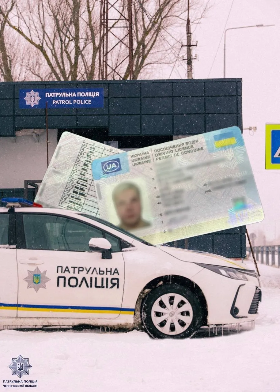 Невдалий маневр: на Чернігівщині порушення ПДР викрило водія з фальшивим посвідченням