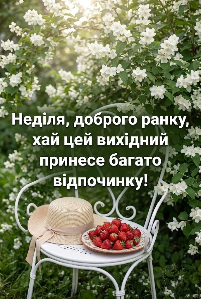 Неділя: доброго ранку та гарного відпочинку у найкращих картинках і побажаннях