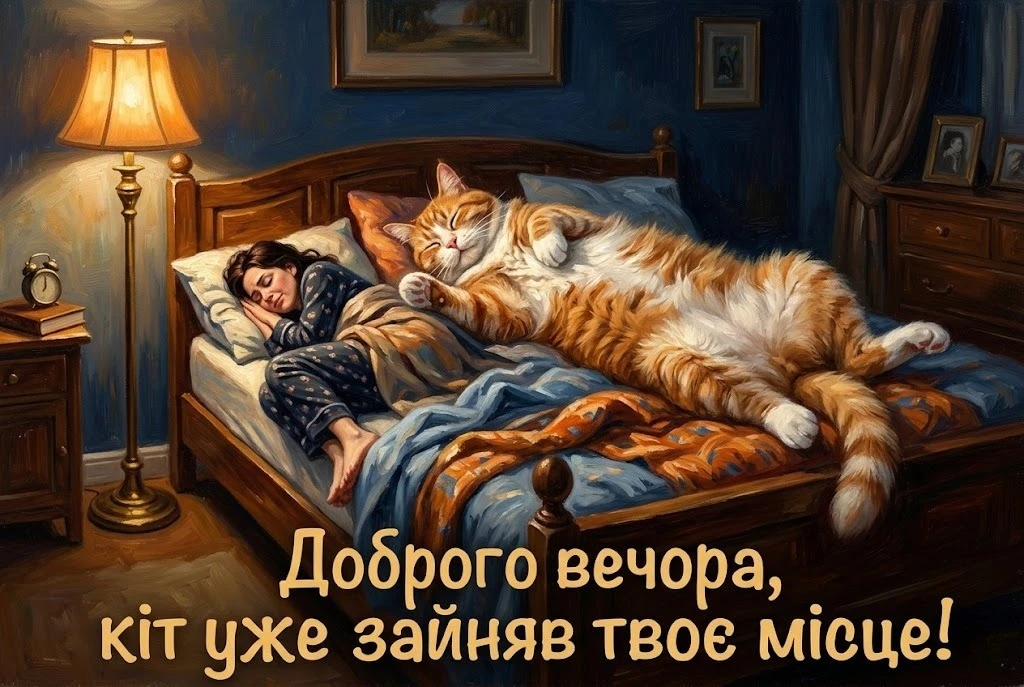 Доброго вечора, тихої ночі: душевні та кумедні картинки для затишного настрою