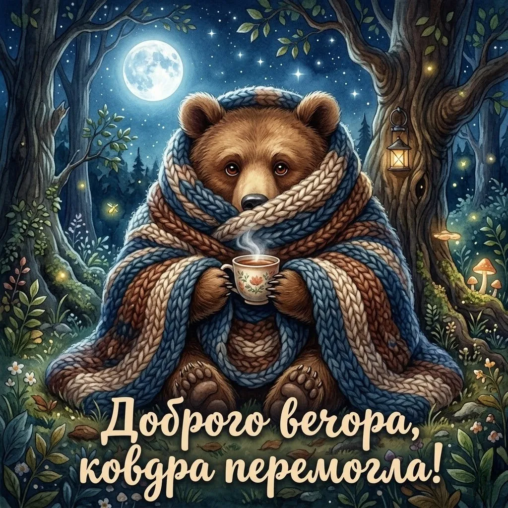 Доброго вечора, тихої ночі: душевні та кумедні картинки для затишного настрою