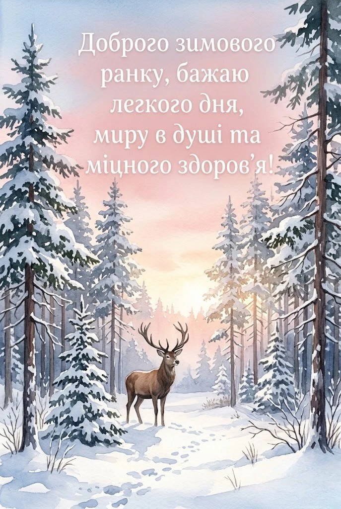 Мирного неба та доброго зимового ранку українською: душевні побажання та красиві листівки