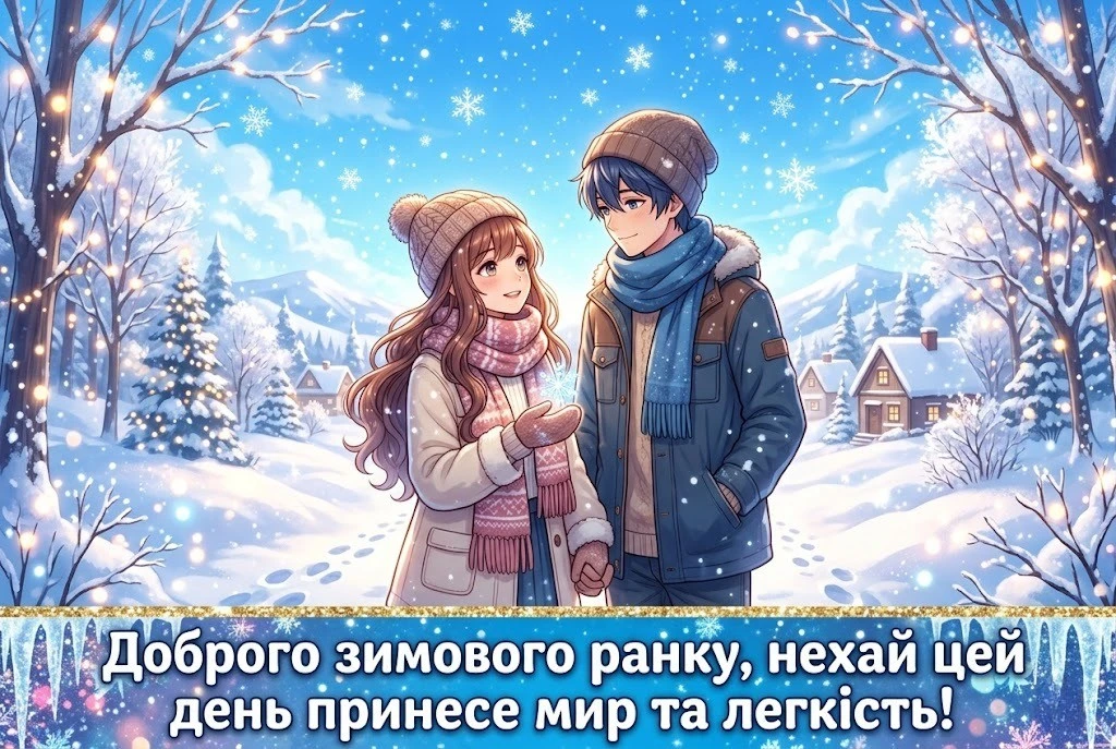 Мирного неба та доброго зимового ранку українською: душевні побажання та красиві листівки