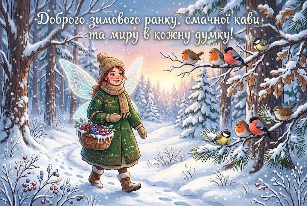 Мирного неба та доброго зимового ранку українською: душевні побажання та красиві листівки