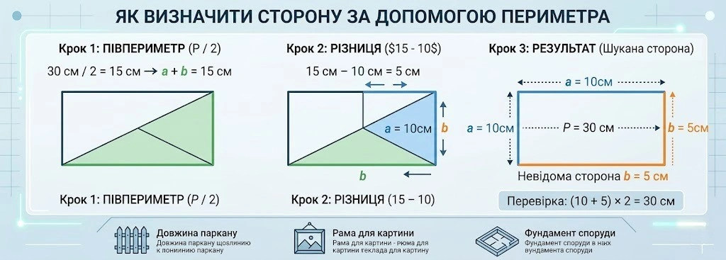 Основні методи визначення довжини та ширини прямокутника